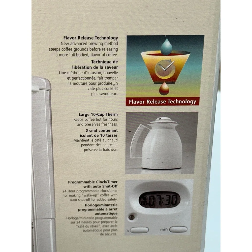 Krups AromaControl Therm Time Coffee Maker White Stainless Thermal Carafe NIB